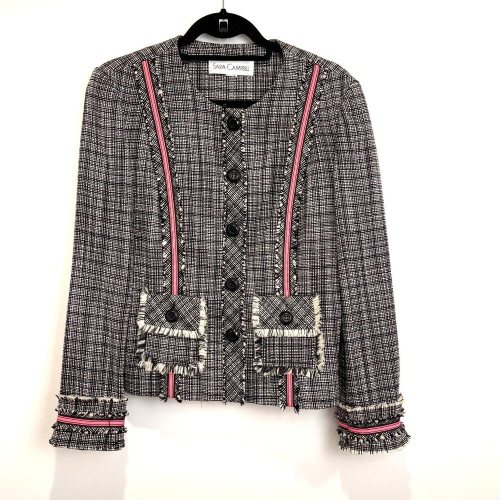 Sara Campbell Women's Tweed Plaid Buttoned Jacket